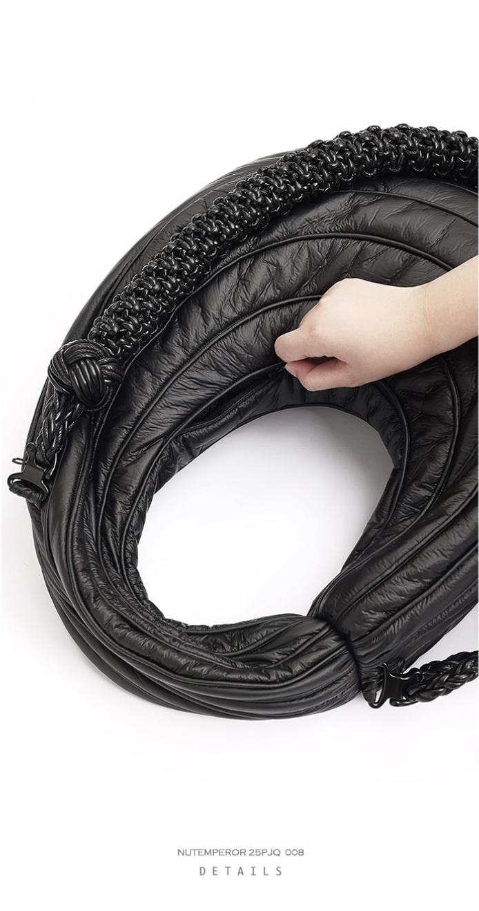 NUTEMPEROR Quip Project 008 detachable hand-woven  shoulder crossbody black bag