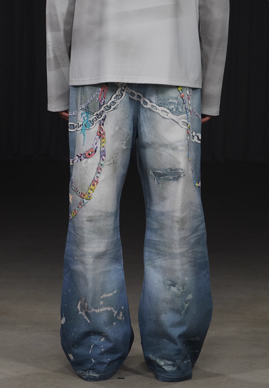 DND4DESy2k cartoon chain wide-leg jeans