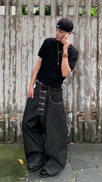 DND4DES raw denim baggy silhouette jeans