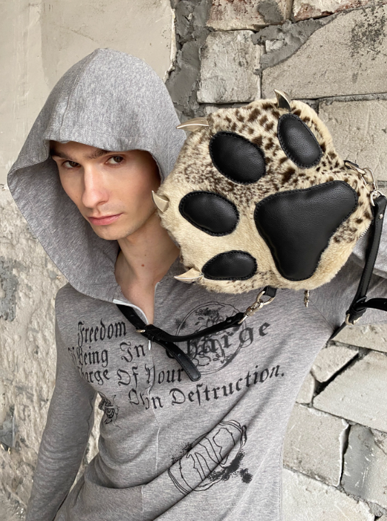 DND4DES  Leather Crossbody Bag Bear Paw Shoulder Bag Mobile Phone Bag