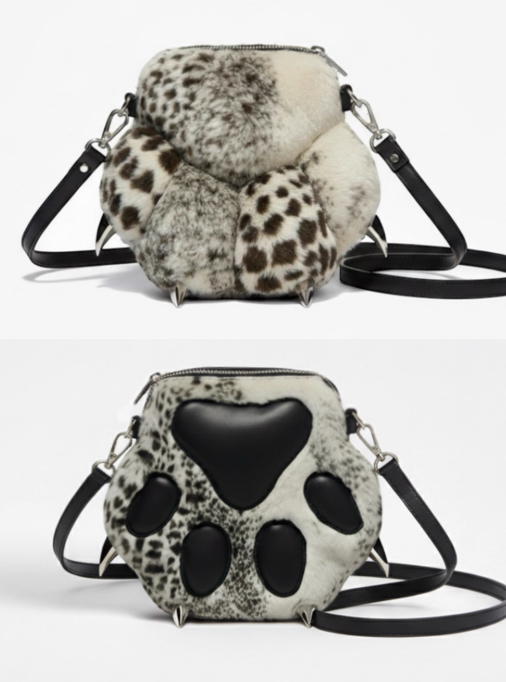 DND4DES  Leather Crossbody Bag Bear Paw Shoulder Bag Mobile Phone Bag