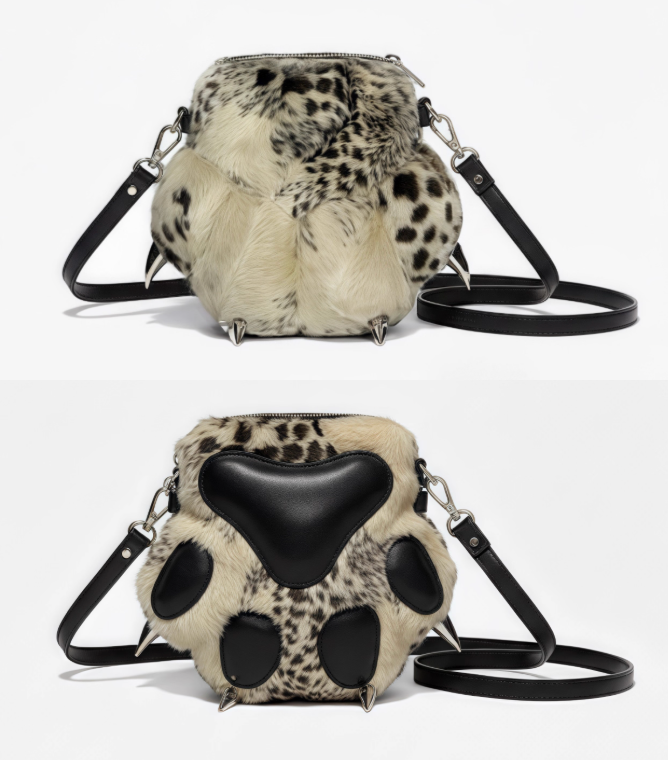 DND4DES  Leather Crossbody Bag Bear Paw Shoulder Bag Mobile Phone Bag