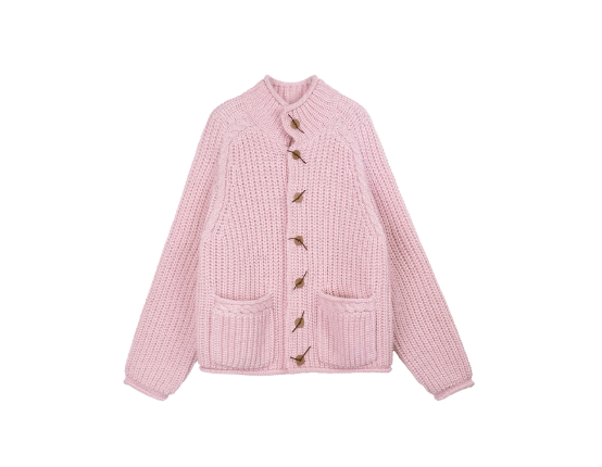 Simple Project High-Neck Cardigan