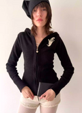 Nodress Black Devil Print Hooded Knit Cardigan