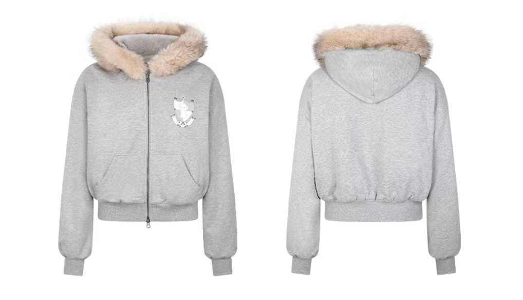 Nodress  Fur-lined Fleece-trimmed Warm Sweatshirt  Fleece Lining and Loose Fit Sweatpants