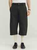 THE PROUDER  cotton army green three-dimensional cut denim cropped pants
