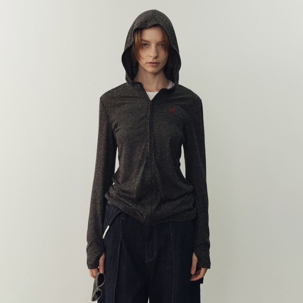 Choi Ranjun's linen-blend zippered hooded sun protection suit