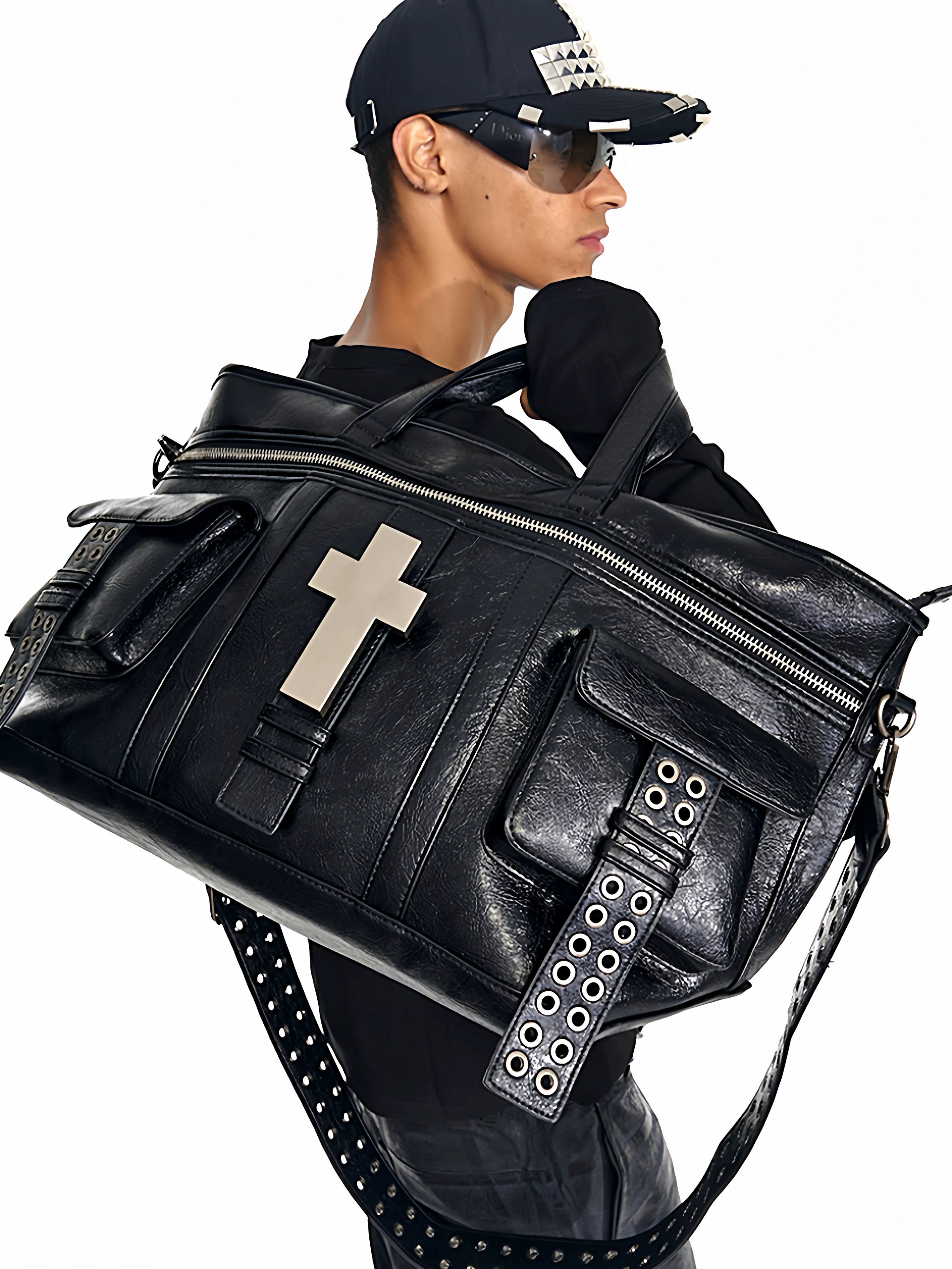 REBEL WAVE 25FW Crossburst Leather Tote Bag, Shoulder Bag, Tote Bag, Crossbody Bag