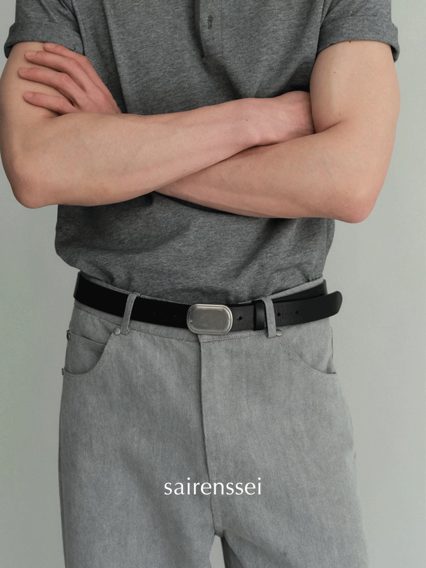 Sairenssei Ashe hand-polished silver-plated leather belt