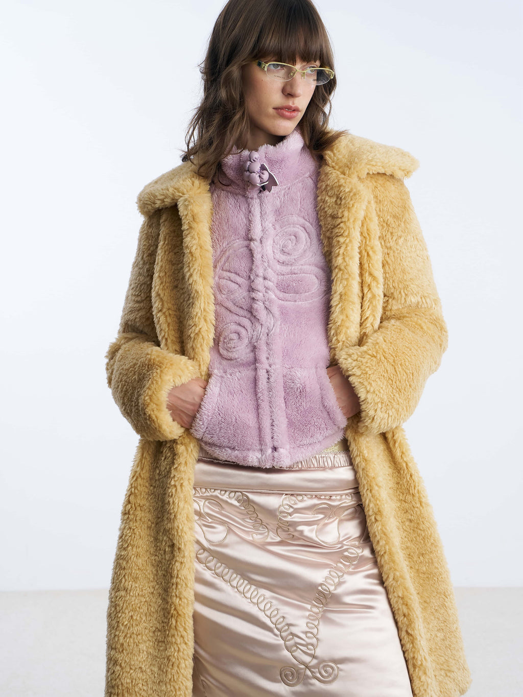 Nodress purple embroidered double-sided plush jacket for autumn and winter vine embroidery top