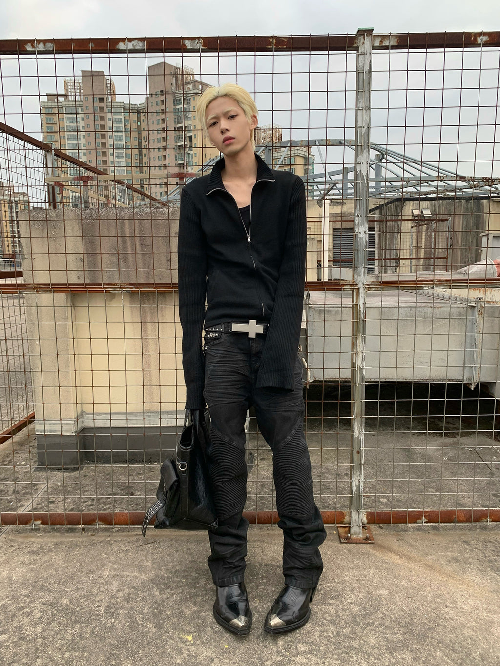 REBEL WAVE25FW "RЕЯ" Waxed Perforated Hardware 3D Waxed Straight Leg Jeans